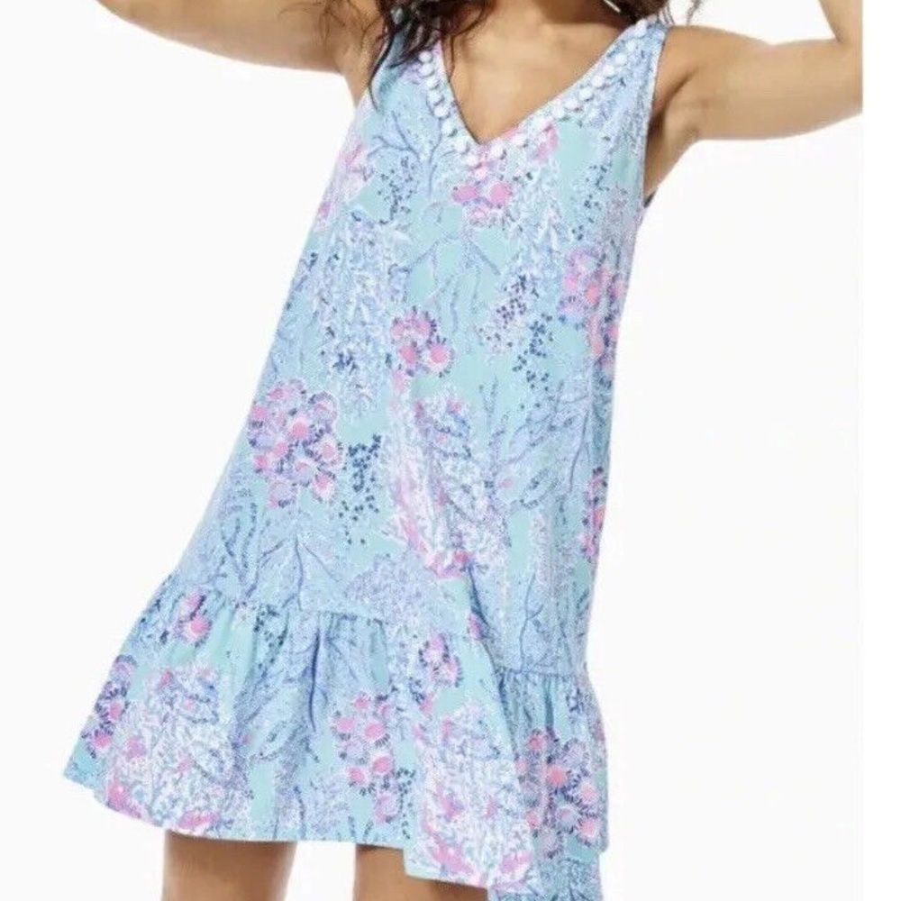 Woman's Lilly Pulitzer Camilla Ibiza Now you see me Pom Pom Dress Size XXS